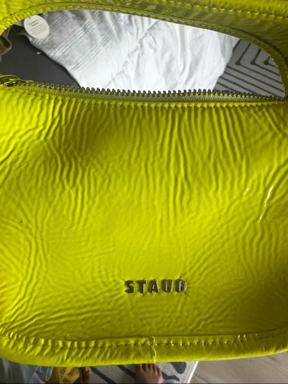 STAUD Neon Yellow Leather Crossbody Bag - Picture 4 of 4